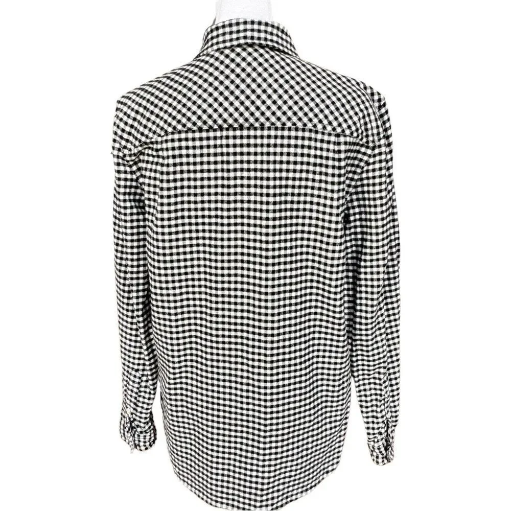 J. Crew Mercantile Long Sleeve Gingham Half Zip Double Pocket Collared Shirt. XS - Picture 5 of 10